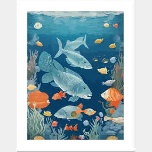 Rug Beautiful Ocean Fish Pattern Posters and Art